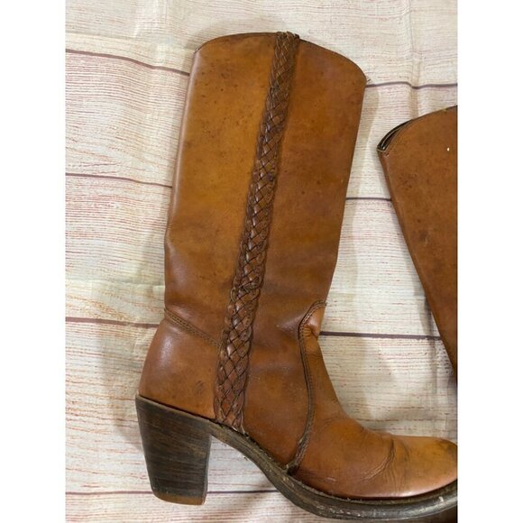 Vintage Double H Women's Brown Leather Cowboy Boots - 6B - Picture 2 of 15